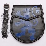 Blue Rampart Lion Black Leather Smart Sporran
