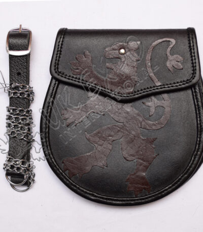 Brown Rampant Lion Semi Dress Black Leather Sporran