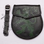 Green Rampant Lion Semi Dress Black Leather Sporran