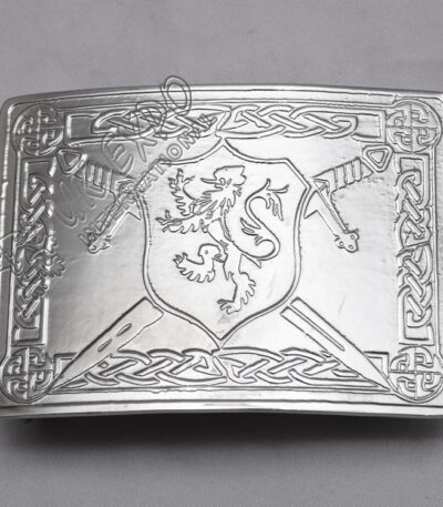 Rampart Lion Shield Buckle With Celtic Knot Work