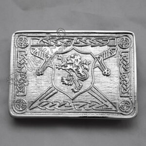 Rampart lion Shield Buckle with Celtic Knot work