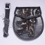 Rampart Lion Embossed Brown Coat Skin Leather Sporran
