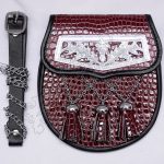 Red Artificial Crocodile Shine PVC Sporran