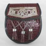 Red Crocodile Celtic Cantle Chrome Badge Sporran