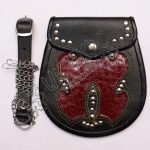 Celtic Red Croc PVC Tribal Black Leather Sporran
