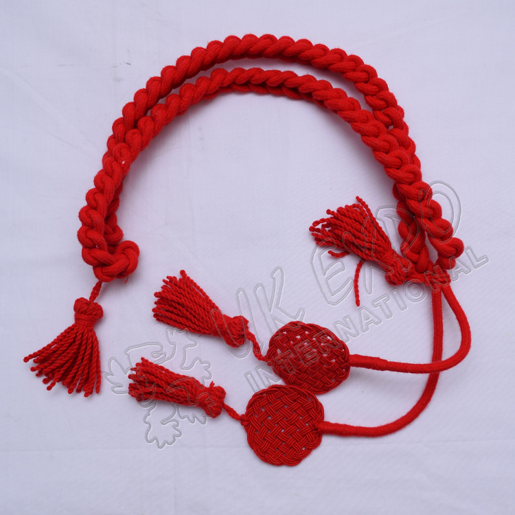 Red color Grenadier Cord in Available in Wool Cotton and Silk - Image 1