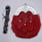 Red Color Rabbit Fur Scottish Flower Sporran