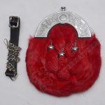 Chrome Accent Red Rabbit Fur Sporran