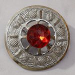 Thistle Moulded With Red Ruby Stone Brooch