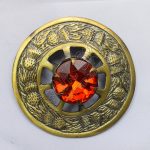 Ruby Stone With Brass Antique Brooches