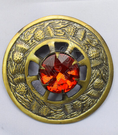 Ruby Stone With Brass Antique Brooches