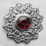 Red Ruby Stone Thistle With Trim Brooch