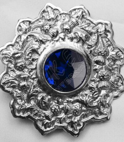 Sapphire Stone Thistle With Trim Brooches