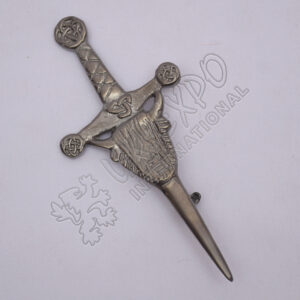 Scotland Coo Ox Sword Shiny Antique Kilt Pin