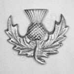 Scottish Thistle Metal Badge White Finish