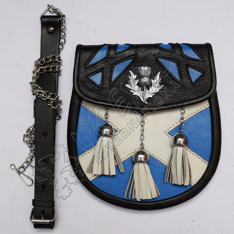 Scottish Flag Traditional Thistle Sporran