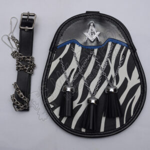 Scottish Black and White Day Wear sporran with Masonic Badge