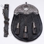 Antique Thistle Cantle Black Goat Skin Sporran