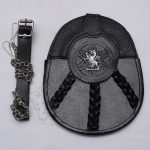 Celtic Rampart Lion Badge Leather Sporran