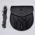 Scottish Black Thistle Leather Sporran