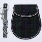 Black Watch Tartan Leather Back Sporran