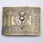 Scottish Brass Antique Celtic Design Buckle With Thistle Badge