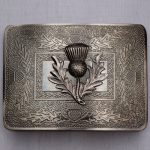 Scottish Brass Antique Thistle Kilt Buckle Black Color Filing Badge