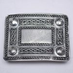 Scottish Celtic Design Chrome Buckle With Black Color Filing