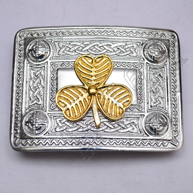 scottish_celtic_design_chrome_buckle_with_brass_shamrock_badge_m_6053.jpg Scottish Celtic Design Chrome Buckle With Brass Shamrock Badge
