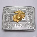Scottish Celtic Design Chrome Buckle With Brass US Marine Badge