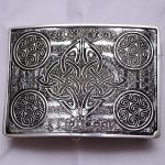 Scottish Celtic Chrome Kilt Buckle With Black Color Filing
