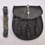 Chain Lock Black Leather Double Embossed Sporran