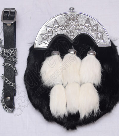 Thistle Bloom Black Rabbit Fur Full Dress Sporran
