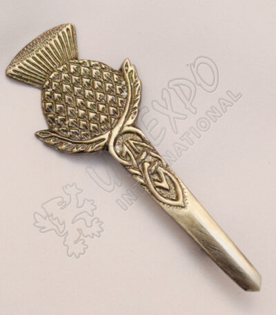Scottish Flower Shiny Antique Kilt Pin