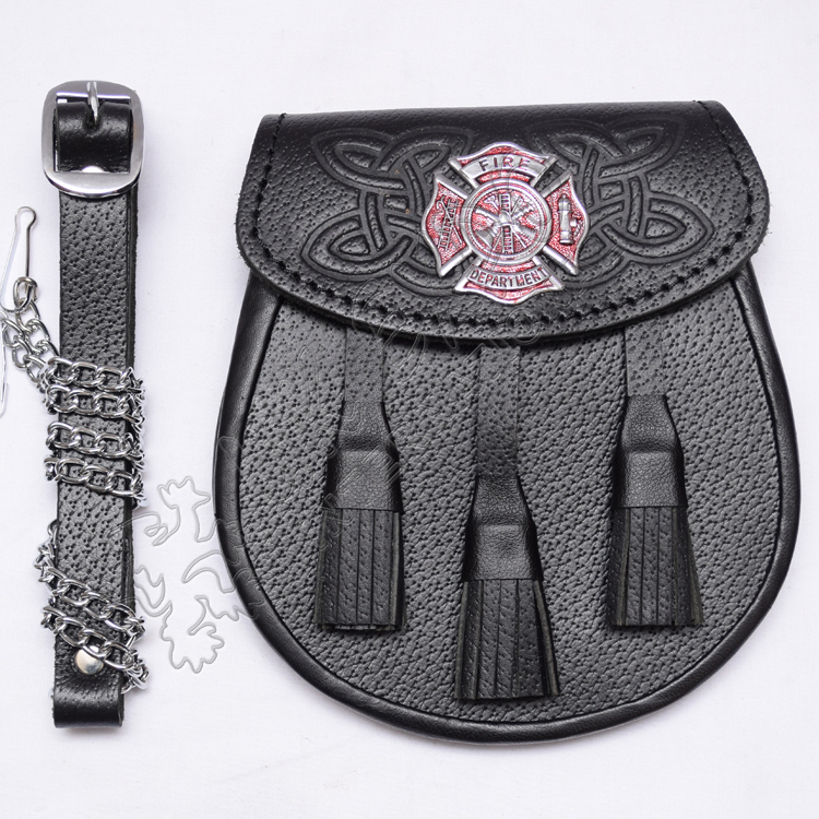Fire Badge Celtic Embossed Leather Sporran