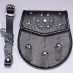 Black Leather Grey Calf Skin Accent Sporran