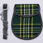 Irish National Tartan Leather Back Sporran
