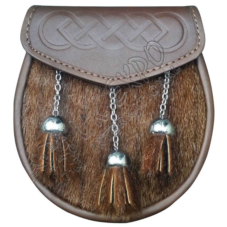 Embossed Seal Skin Celtic Kilt Sporran