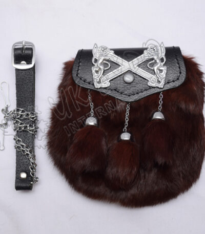 Highland Cantle Dark Brown Rabbit Fur Sporran
