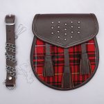 Brown Leather Gladiator Clan Tartan Sporran