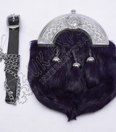 Scottish Celtic Full Dress Purple Fur Sporran