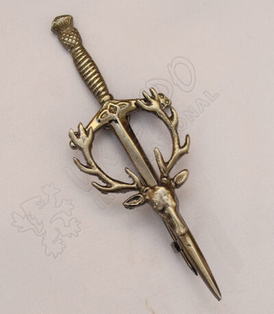 Scottish Stag Shiny Antique Kilt Pin
