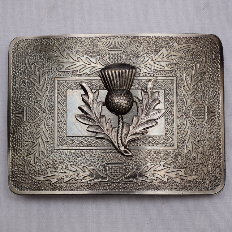 Scottish Thistle Badge Shiny Antique Celtic Design Kilt Buckle