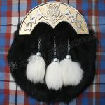 Thistle Gold 3 Tassel Black Rabbit Fur Sporran