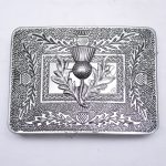 Scottish Thistle Kilt Buckle Black Color Filing With Thistle Badge