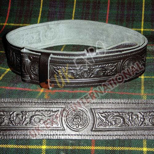 Scottish Thistle Knot Work Belt Embossed Strap Buckle Closing