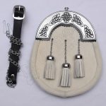 White Goat Skin Chrome Celtic Sporran