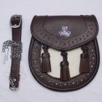 Brown Leather Shamrock White Seal Skin Sporran