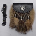Antique Lion Badge Brown Fox Fur Sporran