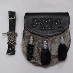 Scottish Celtic Studwork Gray Fur Sporran